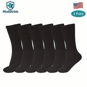 Diabetic Friendly Non-Binding No Elastic Socks BLACK 10-13 Loose Fit 3 Pack‎